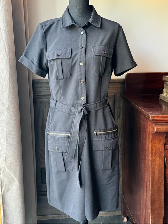 Zac & Rachel Dresses & Skirts - Zac & Rachel Button-Front Black Utility Shirt Dress with Belt 10